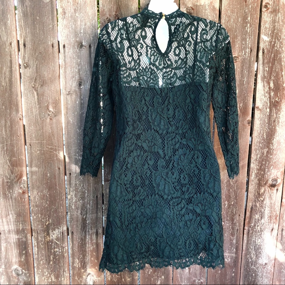 🌻 Forest green lace holiday party dress - Picture 6 of 6
